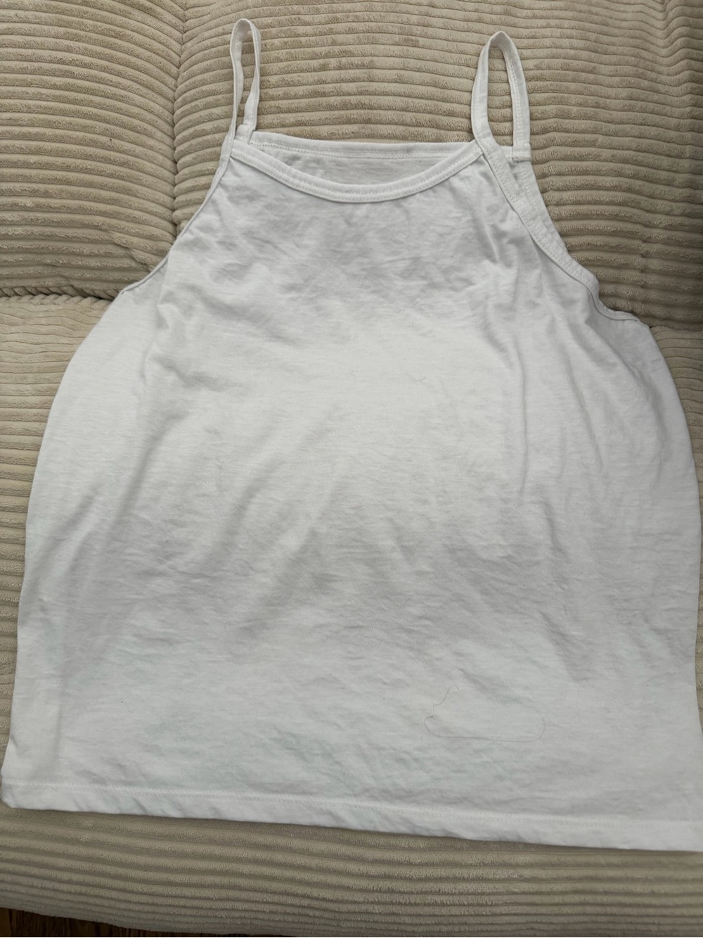 Women’s White Cotton Tank Top with Spaghetti Straps